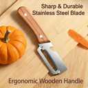 2Pack Multi Vegetable Peeler for Potato Apple Carrot - Stainless Steel Blade Kitchen Tool, Fruit & Citrus Peeler with Wooden Handle and Bottle Opener, Cabbage Cutter for Home Kitchen