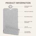 OTHWAY Bath Mat for Tub Non Slip: 39" X 17" Long Bathtub Mat with Hair Catcher│Big Drain Holes Shower Mats for Inside Shower│Machine Washable (Grey)