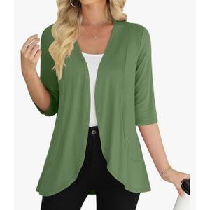 Yincro Women's Casual 3/4 Sleeve Cardigan Lightweight Soft Open Front Cardigans Size M