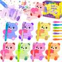Valentines Day Cards for Kids School, 28 Pack Invisible Ink Pens with UV Light & Mini Heart Bear Cards, Secret Message Classroom Gift Exchange, Non-Candy Party Favor & Prize for Boys & Girls, 3 Age +