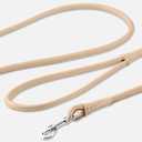 CollarDirect Rolled Leather Dog Leash 6ft, Soft Training Leather Dog Leash for Puppy and Grown Dog Small Medium Large Black Blue Red Orange Green Pink White (Beige, Size S 6ft)