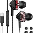 USB-C Wired in-Ear Earbuds, Dual Driver Hi-Fi Headphones with Mic, Noise Isolating Fit, Deep Bass, 5 ft Long Tangle-Free Cable, for iPhone 17 16 15/Android/Samsung Phone, Laptop