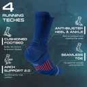 Compression Running Socks 3 Pairs, Cushion Crew Socks, Anti-Blister Moisture Wicking Athletic Hiking Basketball Socks, Size 9-13