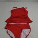 Eomenie Women's Swimsuit Tankini Tummy Control Bathing Suits Two Piece Full Coverage Slim Swim Suits with High Waisted Bottom L Red