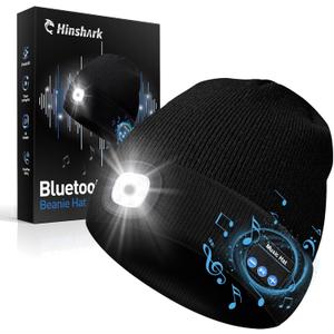 Stocking Stuffers Gifts for Men, LED Bluetooth Beanie Hat, Christmas Birthday Gifts for Men Dad Him Husband Grandpa, White Elephant Gifts for Adults, Camping Hiking Accessories Cool Gadgets