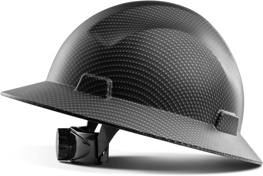 LANON Full Brim Hard Hat, OSHA Construction Work Approved, Premium Grey Dots Design, FRP Safety Helmet with 4 Point Adjustable Ratchet Suspension, Class C