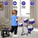 Kids Jazz Drum Set Toys for 3-7 Year Olds - 5 Piece Toddler Band Rock Kit, Junior