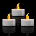 12 Pack Warm Yellow LED Tea Lights, Last 100H+, Flickering Flameless Battery Operated Tea Lights for Decor