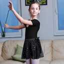 Century Star Girls Sequin Ballet Skirt Women Dance Wrap Chiffon Ballet Outfits Leotard for Teen Girls (Black)
