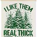 Supwhd Winter Christmas Tree Wall Decor, I Like Them Real Thick and Sprucey Green Wall Art, Christmas Tree Canvas Pictures Art Wall Decor for Home Office, 12x16 Inches