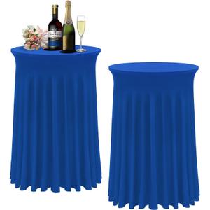 BDDC Cocktail Table Covers - 2 Pack 32"x 43" Royal Blue Cocktail Table Tablecloth with Natural Wavy Round Table Skirt Fitted High Top Table for Bar Wedding Party Banquet