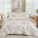 WONGS BEDDING 8 Pieces Comforter Sets Queen Size Brown Floral Bed Set