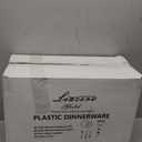 Liacere 350PCS Gold Plastic Plates-Disposable White and Gold Plates 50guest Baroque Plastic Dinnerware include 100Plates, 50Pack Pre Rolled Napkins with Silverware 50Cups for Wedding&Christmas