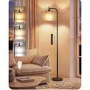 Dimmable Floor Lamp for Living Room with Remote and Foot Switch, Modern Standing, Corner Lamp,10W Bulb 3 Color Temperatures, for Bedroom, Office, Corner, ETL Listed, Black and Beige E19LD05