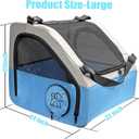 Large Portable Pet Crate for Car Travel, 24"x22"x25" Foldable Dog & Cat Carrier with Secures Seatbelt & Headrest Strap, Oxford Soft-Sided Pet Kennel with Bed for Medium & Pet