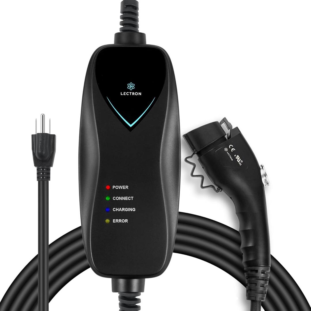 Lectron EV Charger, 16 ft Extension Cord & J1772 Cable - Portable Electric Car Charger for J1772 EVs and Plug-in Hybrid Vehicles (15A NEMA 5-15)