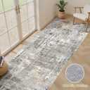 Runner Rug Kitchen Washable Rugs: 3x8 Non-Slip Abstract Soft Modern Stain Resistant Indoor Floor Neutral Accent Throw Carpet for Hallway Bathroom Laundry Room Entryway Bedroom- Gray Rust