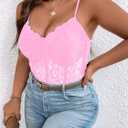 COZYEASE Women's Plus Size Lace Bustier Cami Bodysuit Sleeveless Sheer Mesh Corset Romper (L)