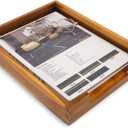 KOLWOVEN Wood Letter Tray -Load Documents Tray for Office Desktop Organizer - Desk Magazine, File, Folder, Paper Holder - Paper Document File Tray Front Drak Brown