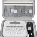 Case Compatible with Brother P-Touch PTD220 210 Home/Office Everyday Label Maker, Storage Holder Carrying Organizer for Label Tapes, AC Adapter, Charging Cables (Box Only) - White