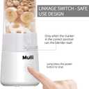 Mulli Portable Blender, USB Rechargeable Personal Mixer for Smoothie and Shakes, Mini Blender with Six Blades for Baby Food, Travel, Gym White