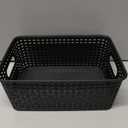 Black Plastic Storage Baskets with Lids 10 Pack Stackable Storage Bins Containers for Shelves Organizing, Cute Decorative Storage Boxes for Classroom, Playroom, Closet, Pantry