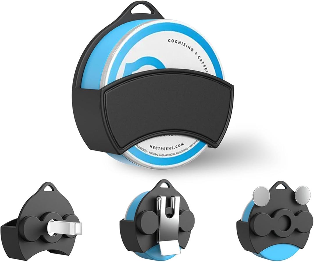 Holster Clip Compatible with ZYN/NZE/Alpha, Silicone Pouch Tin Holder for Car Sun Visor/Vent/Belt, High-Temperature Resistant, Great Gift for Zyn Pouch Users for Daily Use (Black)