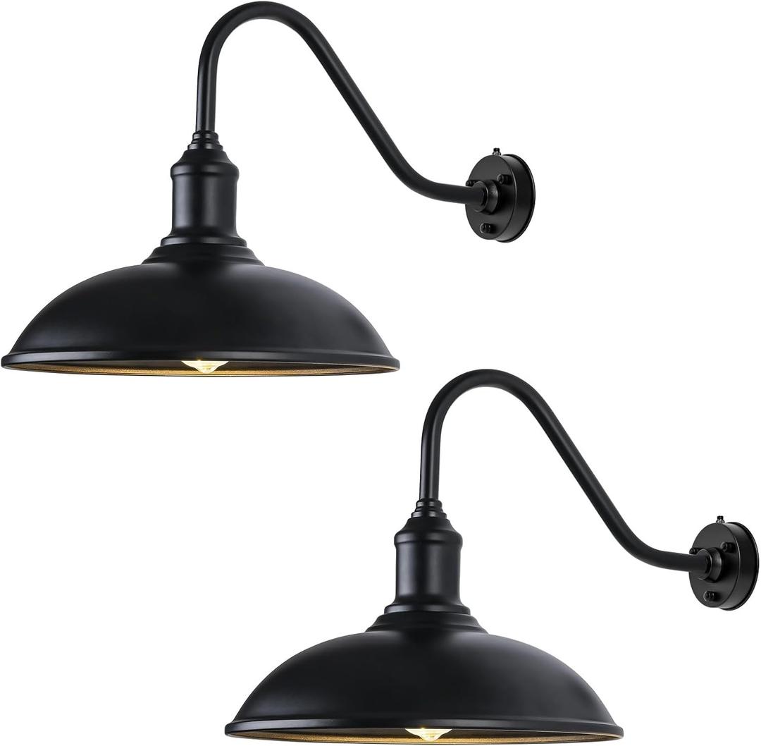 Outdoor Barn Light Fixtures - 21 Inch Dusk to Dawn Exterior Farmhouse Lighting Barn Light for House with Anti-ponding Bottom, Barn Lights Outdoor Gooseneck Lighting (21" Diameter, 2 Pack)