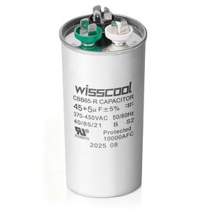 WISSCOOL UL 45+5uF 45/5 MFD 5% 370V/440VAC CBB65 AC Capacitor Dual Run Circular Start Capacitor for Heat Pump Air Conditioner Fan Motor Start
