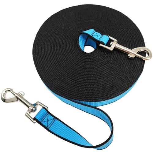 SEPXUFORE 15FT Nylon Dog Tie Out/Obedience Recall Training Agility Lead- Training Yard Leash - Thick Long Dog Leash for Backyard, Play or Camping (Blue)