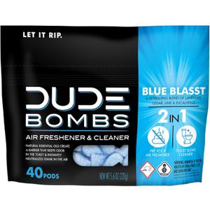 DUDE Bombs - Toilet Stank Eliminator Stocking Stuffers - 1 Pack, 40 Pods - Fresh Scent 2-in-1 Stank Eliminator + Toilet Bowl Freshener - Refreshing Blend of Lavender, Cedar, Lime, and Eucalyptus