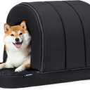 Orthopedic Dog House - Outdoor Waterproof Dog Shelter w/Porch - Indoor Pet House w/Egg-Crate Foam - Cooling - Machine Washable - Ideal for Medium Breeds & Fits 30-Inch Crate - 29"x18" (Black)
