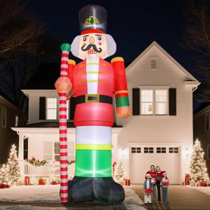 VCUTEKA 12FT Christmas Inflatables Outdoor Decorations, Nutcracker Soldier, Blow Up Christmas Decoration with Built-in LED Lights, Animated Inflatable Yard Decor for Holiday Lawn Garden Xmas