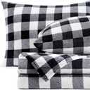 BEDELITE Fleece Sheets Queen Size Bed Set, Luxury Red and Black Plaid Winter Bedding Set, Super Soft & Warm Fuzzy Flannel-Like Sheets 4 Piece(Include Fitted Sheet, Flat Sheet, 2 Pillowcases)