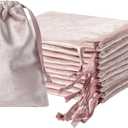 QIANF 12pcs Rose Pink Velvet Drawstring Bags 3x4 inches Glossy Small Velvet Cloth Gift Bags Jewelry Pouches for Storage Wedding Party Favor Christmas
