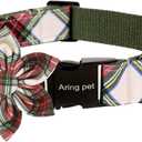 ARING PET Christmas Dog Collar, Cute Xmas Red Green Plaid Detachable Flower Pet Collar with Metal Buckle for Puppy Medium Boy Girl Dog-M (Medium (Pack of 1))