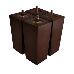 6 Inch Wooden Sofa Legs Set of 4, Brown Square Wood Furniture Feet Couch Legs, Mid Century Modern Dresser Replacement Feet for Chair Cabinet Armchair Recliner Table Or Home DIY Projects Bun Feet