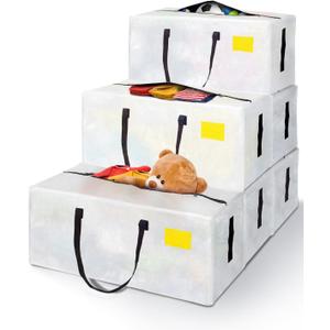 6 Pack Extra Large Moving Bags, Heavy Duty Packing Bags with Zippers and Handles for Space Saving, Clothes Storage, College Essentials, Travel, Clear