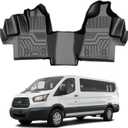 T TGBROS Floor Mats Custom Fit for 2015-2021 Ford Transit 150/250/350/350HD (No Transit Connect) Front Row All Weather TPE Floor Liners Non-Slip Black 1PCS