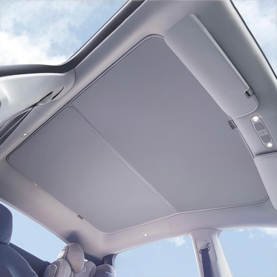 VION Tesla Model Y Roof Sunshades (Roof Sunshades and 2 Triangular Windows Sunshades) - Precision Fit, No Sagging - Fits 2024-2020 Model Y