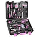 PULITUO Drill Set, 148-Piece Home Tool Set with 12V Pink Cordless Drill, Hand Tool Kits, and Tool Box, Suitable for Men, Women, and DIY Enthusiasts for Home Improvement.