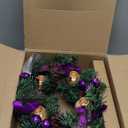 Fovths 12 Inch Christmas Advent Wreath Advent Candle Holder with 4 Flameless Taper Candles Remote Control Christmas Centerpiece Decorations for Christmas Home Church, Purple
