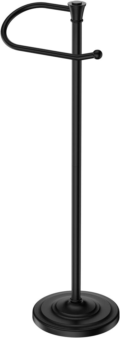 Toilet Paper Holder Free Standing, 25" H Stainless Steel Black Toilet Paper Stand, Weighted Base Floor Tissue Roll Holder for Bathroom, Toilet Roll Stand