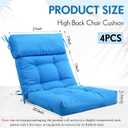 Barydat 4 Pack High Back Chair Cushion Indoor Outdoor Tufted Seat and Back Chair Rocking Pads Lounge Porch Seat Cushion with Ties for Patio Furniture, 43.4 x 21 x 3.3 Inch (Blue)