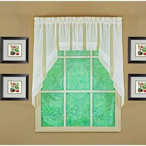 Today's Curtain, Ribbon Eyelet Swag 38", Ecru, 60" W x 38" L