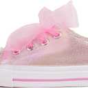 HugRain Little Girls Kids Classic Sparkle Low Top Lace Up Sneakers Walking Shoes (8 Toddler)