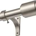 Kemmie 1" Window Treatment Curtain Rod with Cylindrical Cap Finials, Single Drapery Rod Adjustable Length 36-72", Matted Nickel