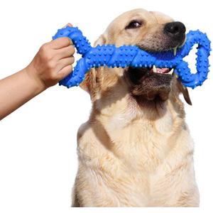 Durable Dog Chew Toys 13 Inch Bone Shape Extra Large Dog Toys with Convex Design Strong Tug Toy for Aggressive Chewers Medium and Large Dogs Tooth Cleaning (Blue)