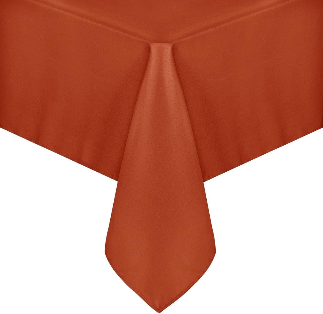 sancua Fall Tablecloth Rectangle - 60 x 84 Inch Burnt Orange - Stain and Wrinkle Resistant Polyester Fabric Table Cloth, Thanksgiving Table Cover for Dining Buffet Parties, Rust, Pumpkin Orange