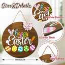 2 x Happy Easter Wooden Hanging Sign with Bow, Rustic Easter Wooden Door Hanger for Home Farmhouse Window Indoor Outdoor Decor